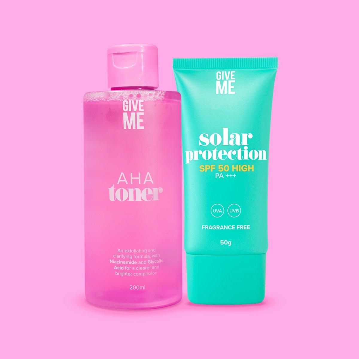Glow & Protect - AHA Glycolic Skin Tonic & Broad Spectrum SPF50 Bundle (Worth £20)